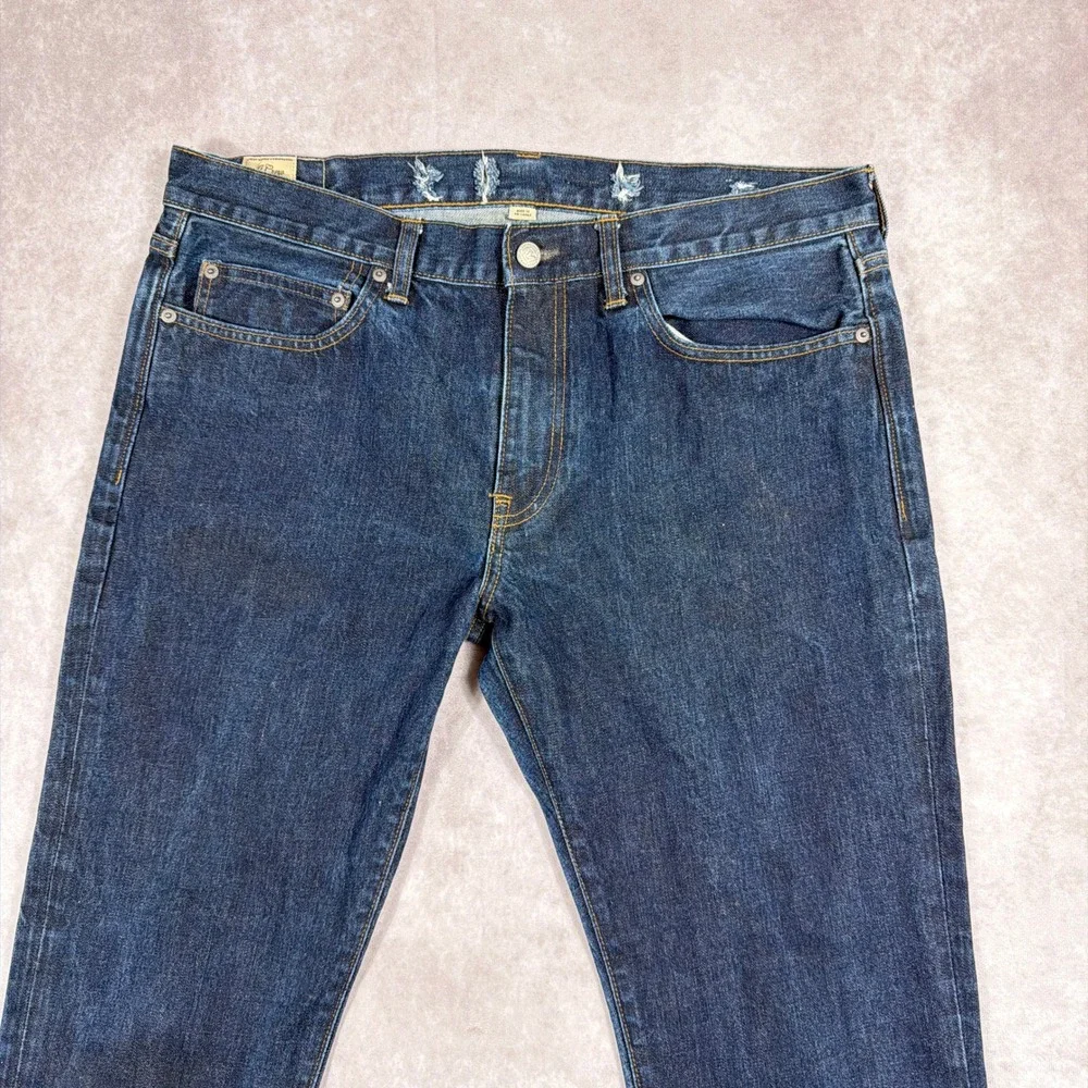 J.Crew 484 Slim‎ Fit Jeans Japanese Kaihara Denim 36x32 Dark Indigo Blue Mens